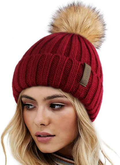FURTALK Womens Winter Knitted Beanie Hat with Faux Fur Pom Warm Knit Skull Cap Beanie for Women… Apparel & Accessories > Clothing Accessories > Hats KYLIE MAX   