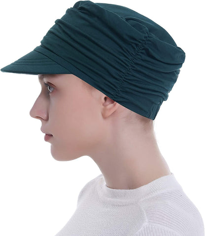 Bamboo Fashion Hat for Woman Daily Use with Brim Visor, Hats for Cancer Chemo Patients Apparel & Accessories > Clothing Accessories > Headwear HatsCity.com Teal Green  