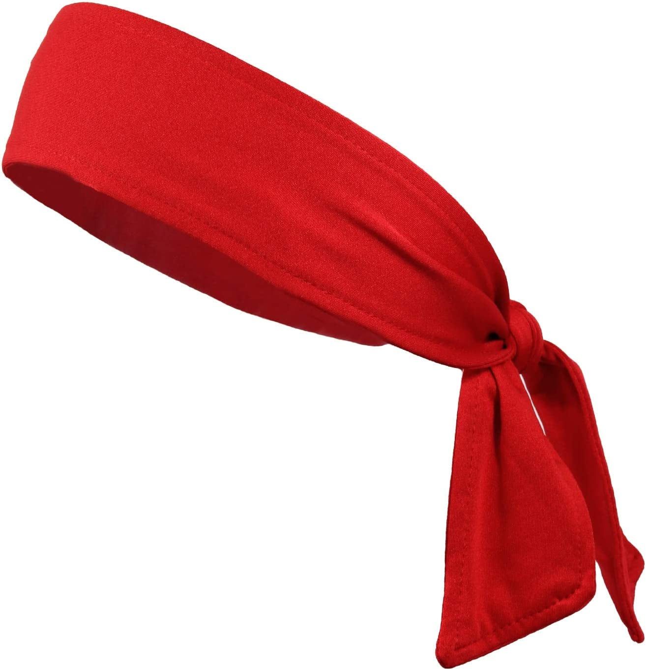 Kenz Laurenz Headbands Tie on Headband for Women Men Running Athletic Hair Head Band Elastic Sports Sweat Basketball Sweatband Stetchy Yoga Workout Sweatbands Adjustable Non-Slip Moisture Wicking Apparel & Accessories > Clothing Accessories > Bandanas & Headties Kenz Laurenz red  