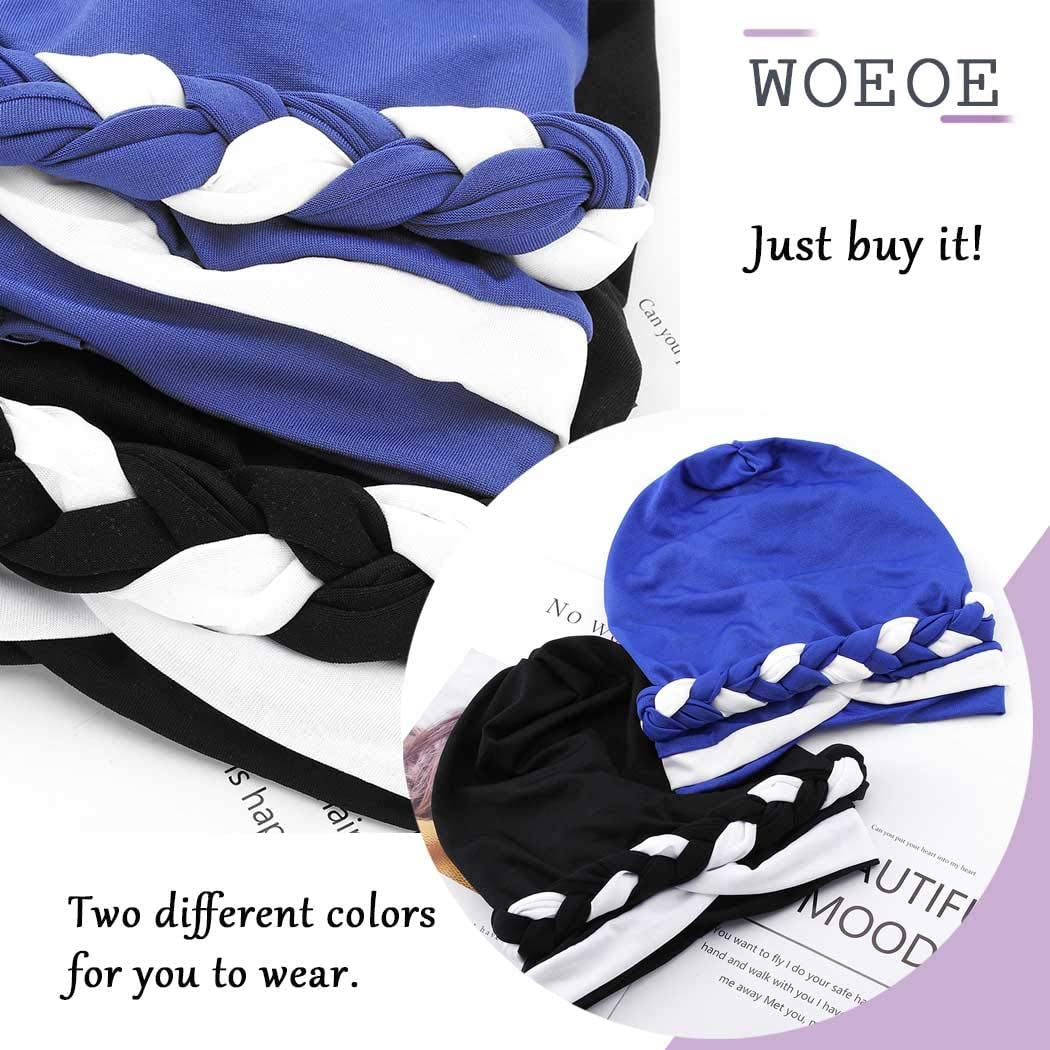 Woeoe African Head Wraps Stretch Braid Chemo Hat Cap Print Pre-Tied Head Turbans Headwear for Women and Girls Apparel & Accessories > Clothing Accessories > Headwear Woeoe   