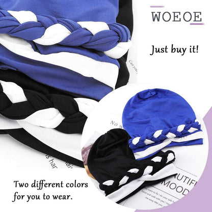 Woeoe African Head Wraps Stretch Braid Chemo Hat Cap Print Pre-Tied Head Turbans Headwear for Women and Girls Apparel & Accessories > Clothing Accessories > Headwear Woeoe   