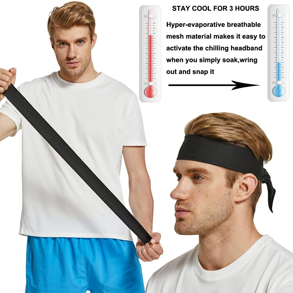 Instant Chill Head Tie Cooling Headbands for Men Women Moisture Wicking Headband Have Cooling Effect Apparel & Accessories > Clothing Accessories > Bandanas & Headties QING   