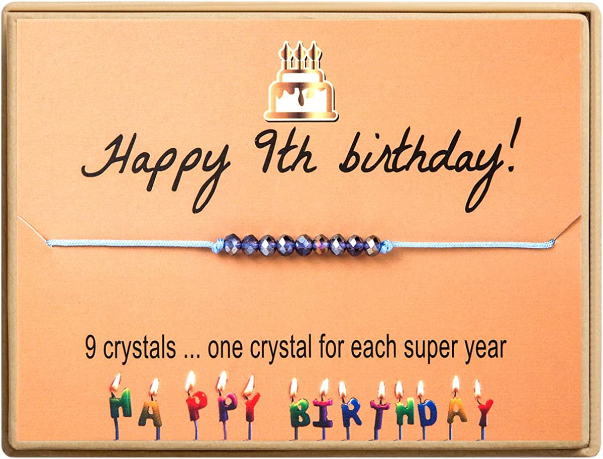 Happy Birthday Bracelet Gift for Teen Girls,Crystal Beads Bracelet Gifts for 10 Year Old Girl Birthday Jewelry Apparel & Accessories > Jewelry > Bracelets KGBNCIE 9 th Birthday Gift  