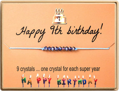 Happy Birthday Bracelet Gift for Teen Girls,Crystal Beads Bracelet Gifts for 10 Year Old Girl Birthday Jewelry Apparel & Accessories > Jewelry > Bracelets KGBNCIE 9 th Birthday Gift  