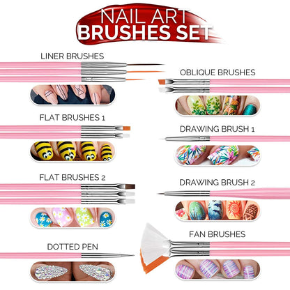 Nail Art Brushes, Nail Dotting Tools, Nail Dust Brush, Teenitor Nail Art Kit for Beginners, Butterfly Nail Art Stickers, Nail Art Rhinestone, Nail Art Foil, Nail Art Striping Tapes, Nail Design Kit Health & Beauty > Personal Care > Cosmetics > Cosmetic Tools > Nail Tools Teenitor   