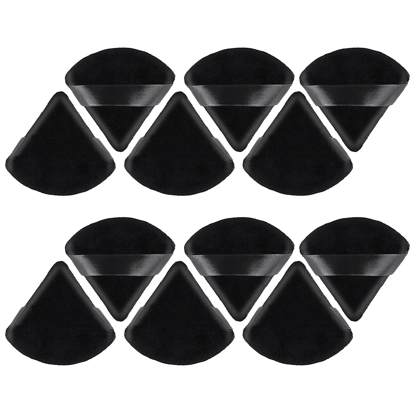 Sibba 12Pcs Powder Puff Triangle Shape Face Makeup Puff for Loose Powder Foundation Soft Cosmetic Sponge Wet and Dry Powder Puff Pads Large Body Cotton Powder Cushion Puffs (Black) Health & Beauty > Personal Care > Cosmetics > Cosmetic Tools > Makeup Tools Sibba Black  