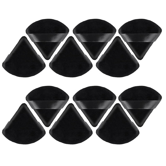 Sibba 12Pcs Powder Puff Triangle Shape Face Makeup Puff for Loose Powder Foundation Soft Cosmetic Sponge Wet and Dry Powder Puff Pads Large Body Cotton Powder Cushion Puffs (Black) Health & Beauty > Personal Care > Cosmetics > Cosmetic Tools > Makeup Tools Sibba Black  