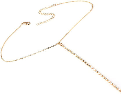 Bomine Gold Rhinestone Body Chain Silver Bra Crystal Sexy Bikini Body Jewelry Necklace Chains for Women and Girls (Gold) Apparel & Accessories > Jewelry > Body Jewelry Bomine   
