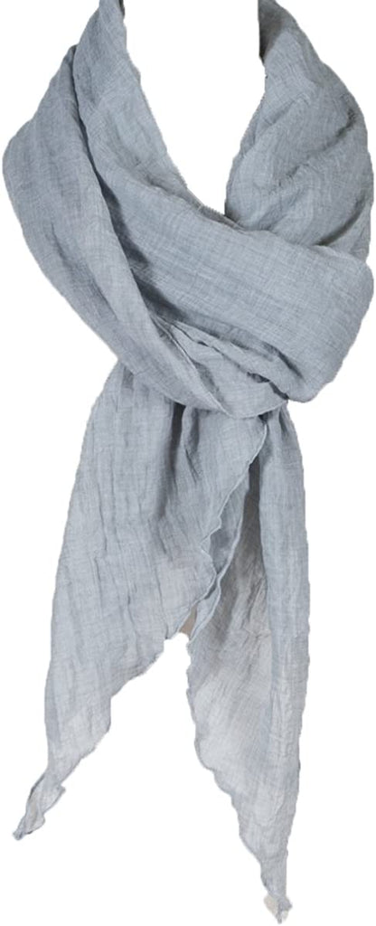 Cotton Solid Color Wrinkle Linen Scarf, Fashion Scarf, Multi Color, Beach Scarf Apparel & Accessories > Clothing Accessories > Scarves & Shawls Aleena Silver One Size 