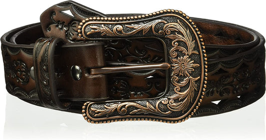 ARIAT Women'S Copper Buckle Triangle Cut Out Belt Apparel & Accessories > Clothing Accessories > Belts Ariat Brown/Black Medium 