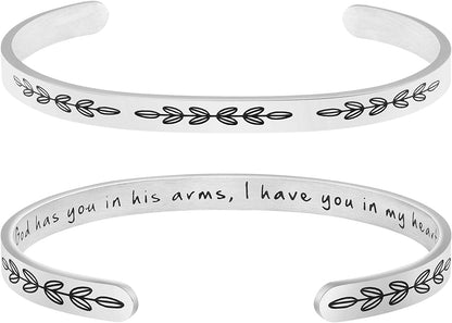 Awegift Memorial Jewelry Remembrance Loss of Mom Dad Father Mother Necklace Bracelet Sympathy Gift Apparel & Accessories > Jewelry > Bracelets Awegift God has you in his arms, I have you in my heart  