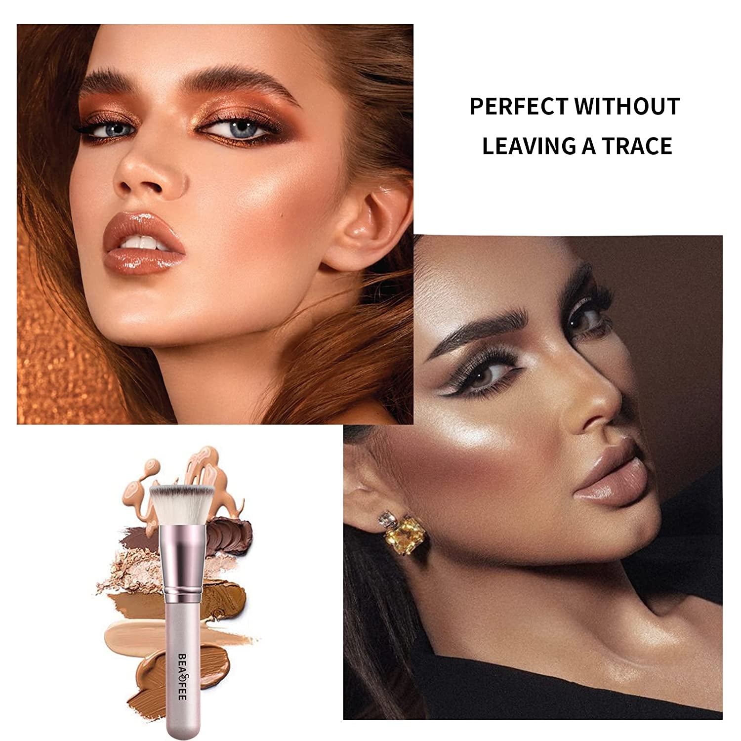 Foundation Makeup Brush Flat Top Kabuki Foundation Brush for Liquid Cream Powder Makeup,The Big Fiber Bristles ,Stippling Buffing Blending Good Premium Face Makeup Brush Set Tools Rose Gold Health & Beauty > Personal Care > Cosmetics > Cosmetic Tools > Makeup Tools BEASOFEE   