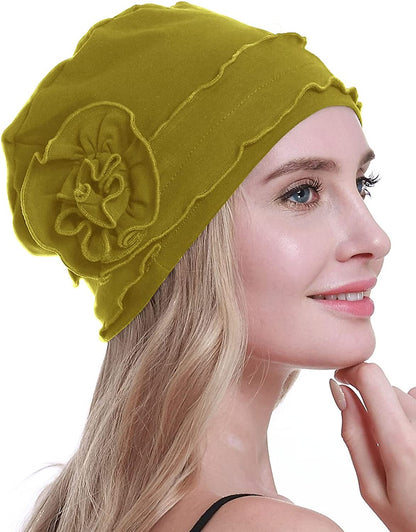Osvyo Chemo Headwear Turban Cap for Women - Cancer Beanie Hair Loss Sealed Packaging Apparel & Accessories > Clothing Accessories > Headwear osvyo Cotton Mustard Yellow One Size 