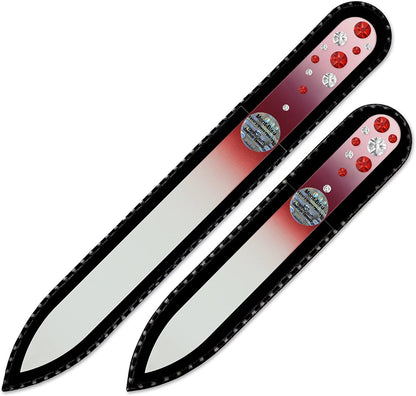 Nail Files - Mont Bleu Set of 2 Glass Nail Files Hand Decorated with Crystals - Czech Tempered Glass - Travel Nail File for Shiny Nails - Crystal Nail Files Health & Beauty > Personal Care > Cosmetics > Cosmetic Tools > Nail Tools Mont Bleu Light Siam - Crystal  