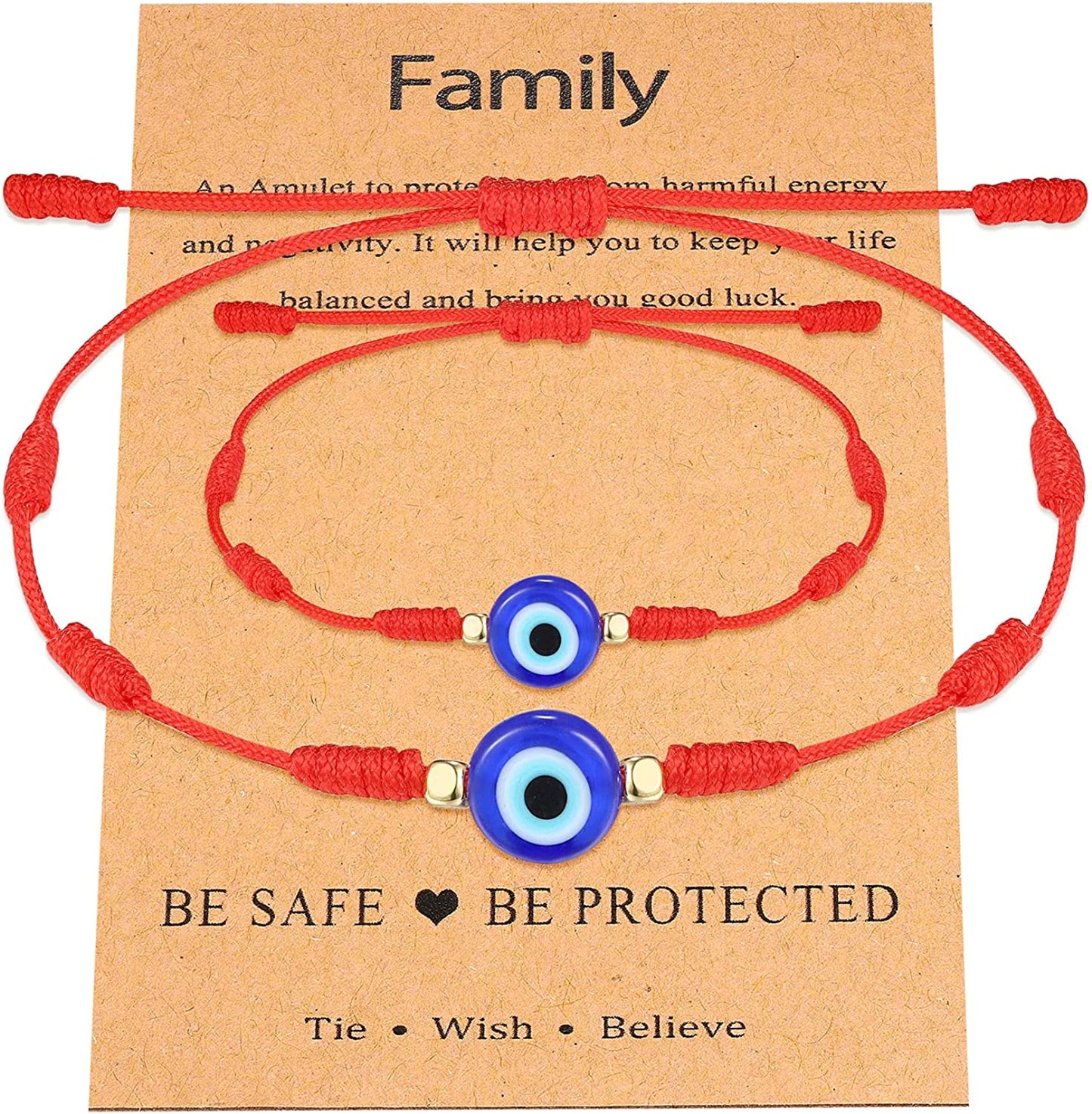 UNGENT THEM Lucky Gifts for Mommy and Me Evil Eye Red String Protection Adjustable Bracelets Set for Women Men Family Apparel & Accessories > Jewelry > Bracelets UNGENT THEM 7 Knots Style (2pcs)  