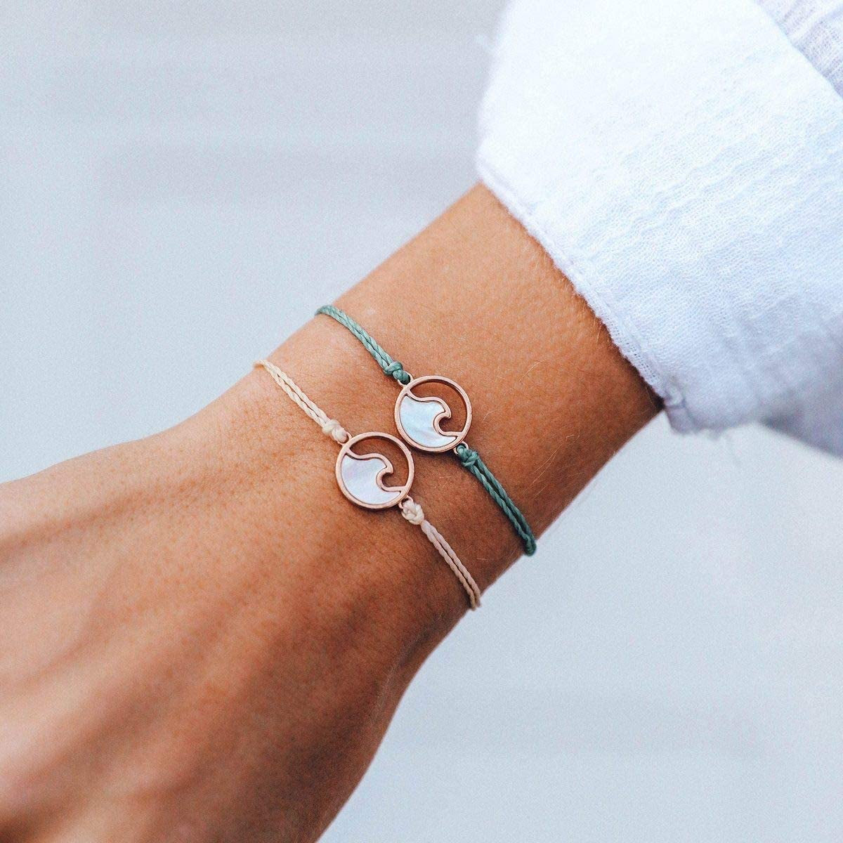 Pura Vida Rose Gold or Silver Stone Wave Bracelet W/Plated Charm - Adjustable Band, 100% Waterproof Apparel & Accessories > Jewelry > Bracelets Pura Vida   