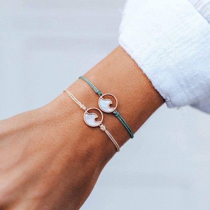 Pura Vida Rose Gold or Silver Stone Wave Bracelet W/Plated Charm - Adjustable Band, 100% Waterproof Apparel & Accessories > Jewelry > Bracelets Pura Vida   