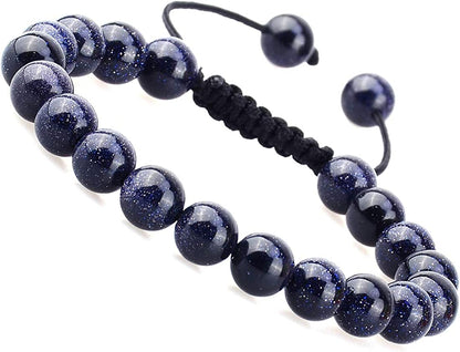 Massive Beads Natural Healing Power Gemstone Crystal Beads Unisex Adjustable Macrame Bracelets 8Mm Apparel & Accessories > Jewelry > Bracelets MASSIVE BEADS Blue Sand  