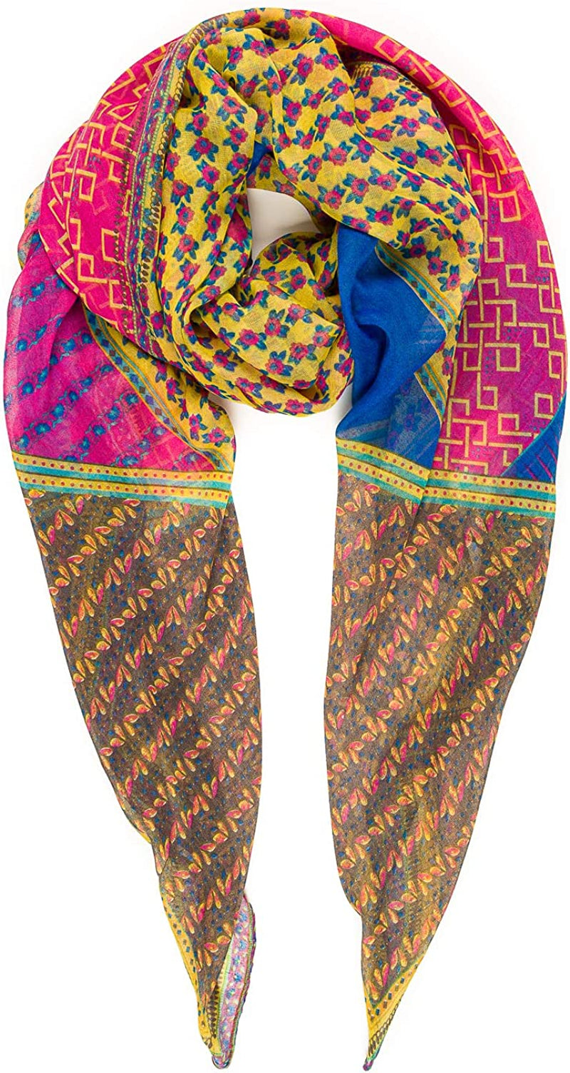 Scarf for Women Lightweight Geometric Fashion Spring Fall Winter Scarves Shawl Wraps Apparel & Accessories > Clothing Accessories > Scarves & Shawls MELIFLUOS DESIGNED IN SPAIN Madrid Collections 45 - Red Geometric Pattern  