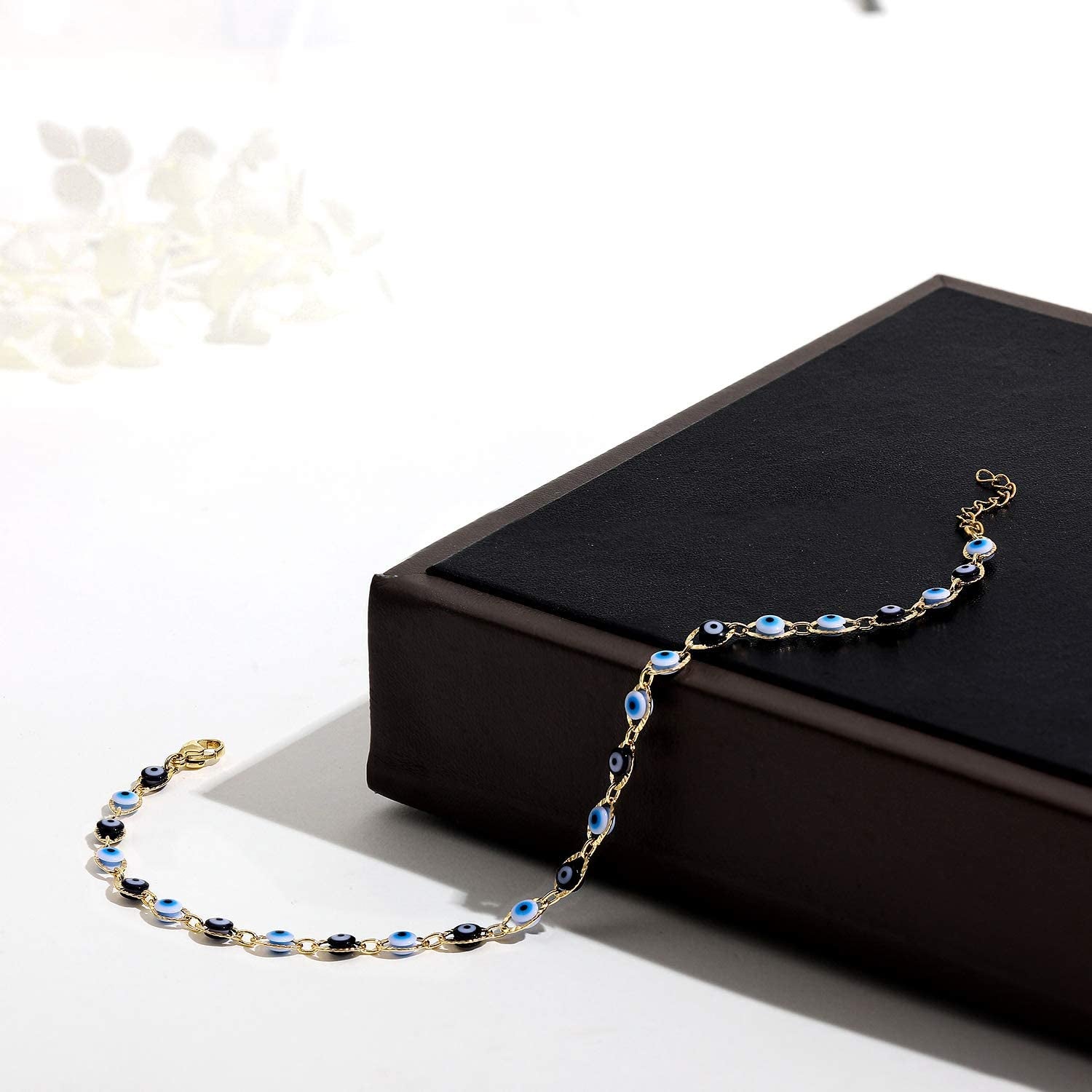 SLOONG Evil Eye Anklet Bracelet for Women Girls 14K Gold Plated Beach Foot Anklet Bracelet Summer Jewelry Beads Anklet Set, Adjustabe Size Apparel & Accessories > Jewelry > Anklets SLOONG   
