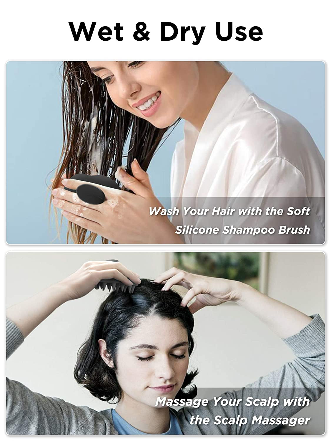 HEETA Hair Scalp Massager Shampoo Brush, Upgraded Full Silicone Integrated Design Hair Care Brush with Soft Silicone Bristles, Head Massager for Remove Dandruff and Hair Growth (Black) Health & Beauty > Personal Care > Hair Care HEETA   