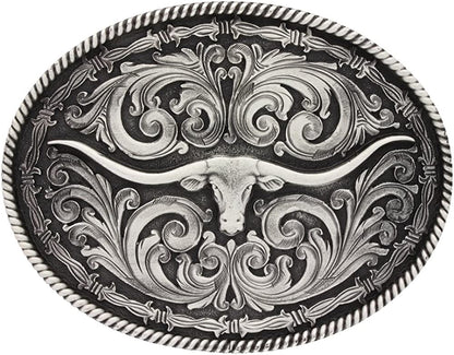 Montana Silversmiths Longhorn Collection Western Attitude Belt Buckle Apparel & Accessories > Clothing Accessories > Belt Buckles Montana Silversmiths Rope and Barbed Wire Longhorn  