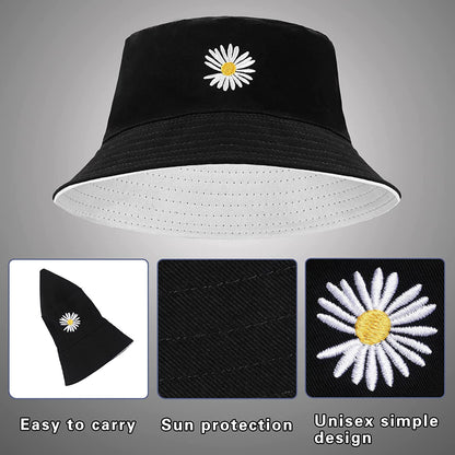 Bucket Hat - Unisex Black Bucket Hat for Women, Travel Beach Fisherman Summer Cap, Sun Protection Windproof Beach Bucket Hats for Men Teens Kids, Flower Embroidery Apparel & Accessories > Clothing Accessories > Hats clubone   