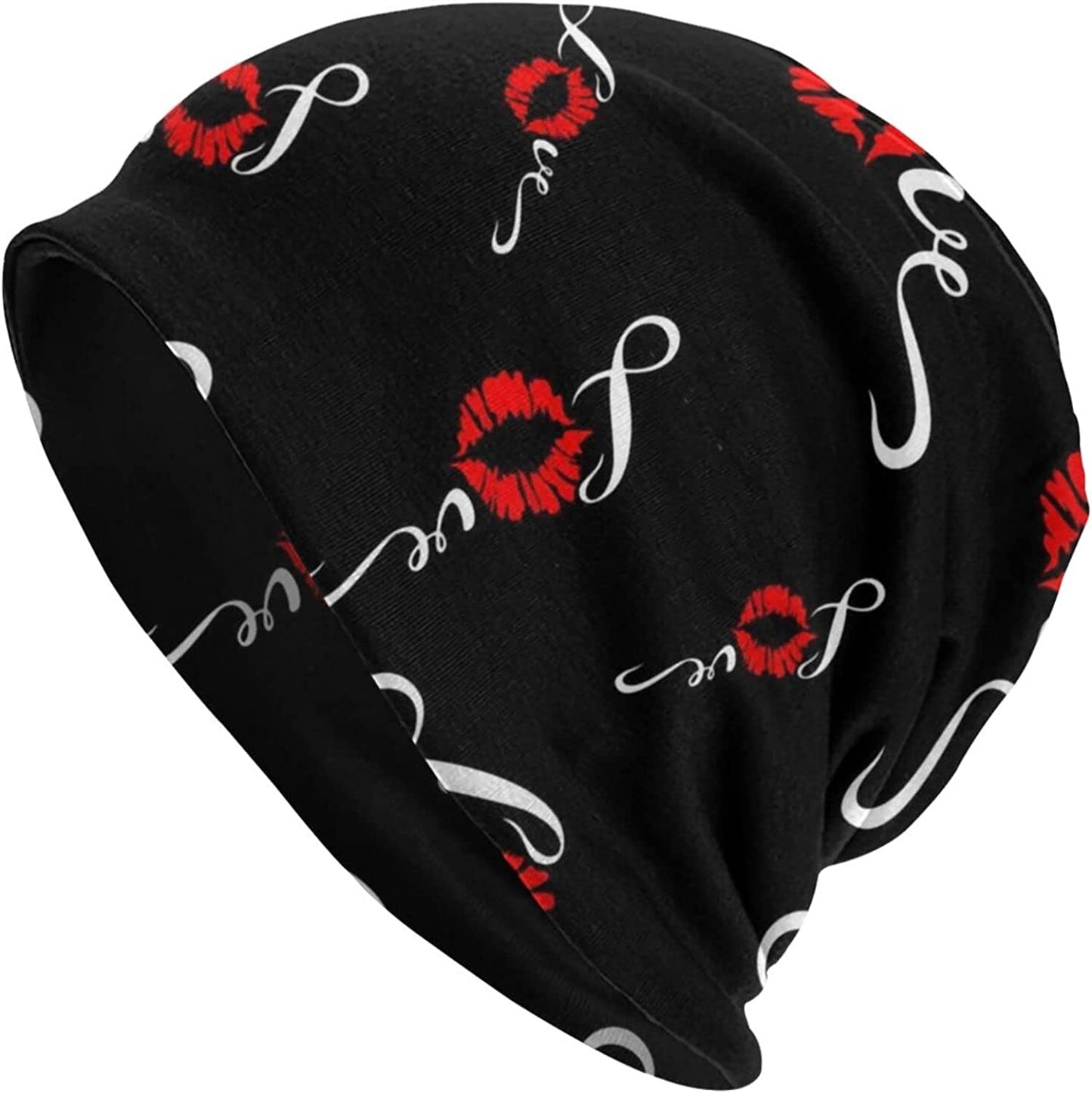Gold Star Slouchy Beanie Chemo Headwear Knit Hat Scarf Sleep Skull Cap for Women Men Apparel & Accessories > Clothing Accessories > Headwear ybovejuk Love Kiss Lip Print Valentine Romantic Print One Size 