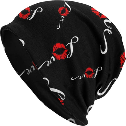 Gold Star Slouchy Beanie Chemo Headwear Knit Hat Scarf Sleep Skull Cap for Women Men Apparel & Accessories > Clothing Accessories > Headwear ybovejuk Love Kiss Lip Print Valentine Romantic Print One Size 