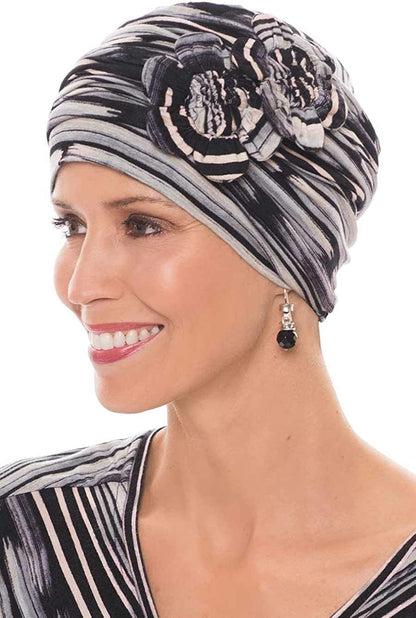 Cardani Flapper Turban - Vintage Flapper Hat in Soft Viscose from Bamboo Apparel & Accessories > Clothing Accessories > Headwear Cardani Luxury Bamboo - Multi Stripe One Size 