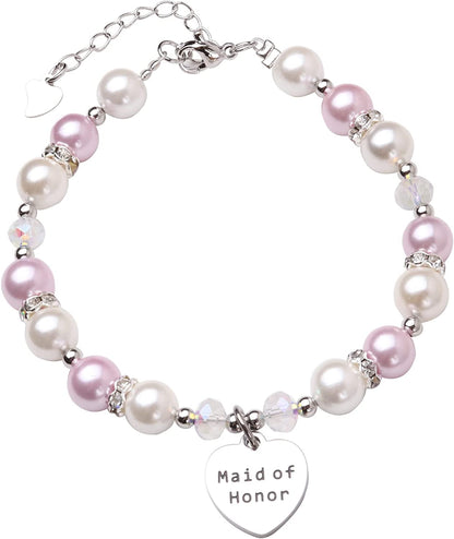 Junior Bridesmaid Bracelet Wedding Party Gifts Bridesmaid Bracelet Maid of Honot Bracelet Matron of Honor Jewerly Bridal Party Gift Bridesmaid Gift Apparel & Accessories > Jewelry > Bracelets AZFEIYA Purpe-Maid  