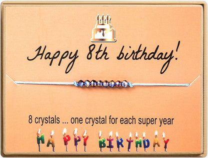 Happy Birthday Bracelet Gift for Teen Girls,Crystal Beads Bracelet Gifts for 10 Year Old Girl Birthday Jewelry Apparel & Accessories > Jewelry > Bracelets KGBNCIE 8 th Birthday Gift  