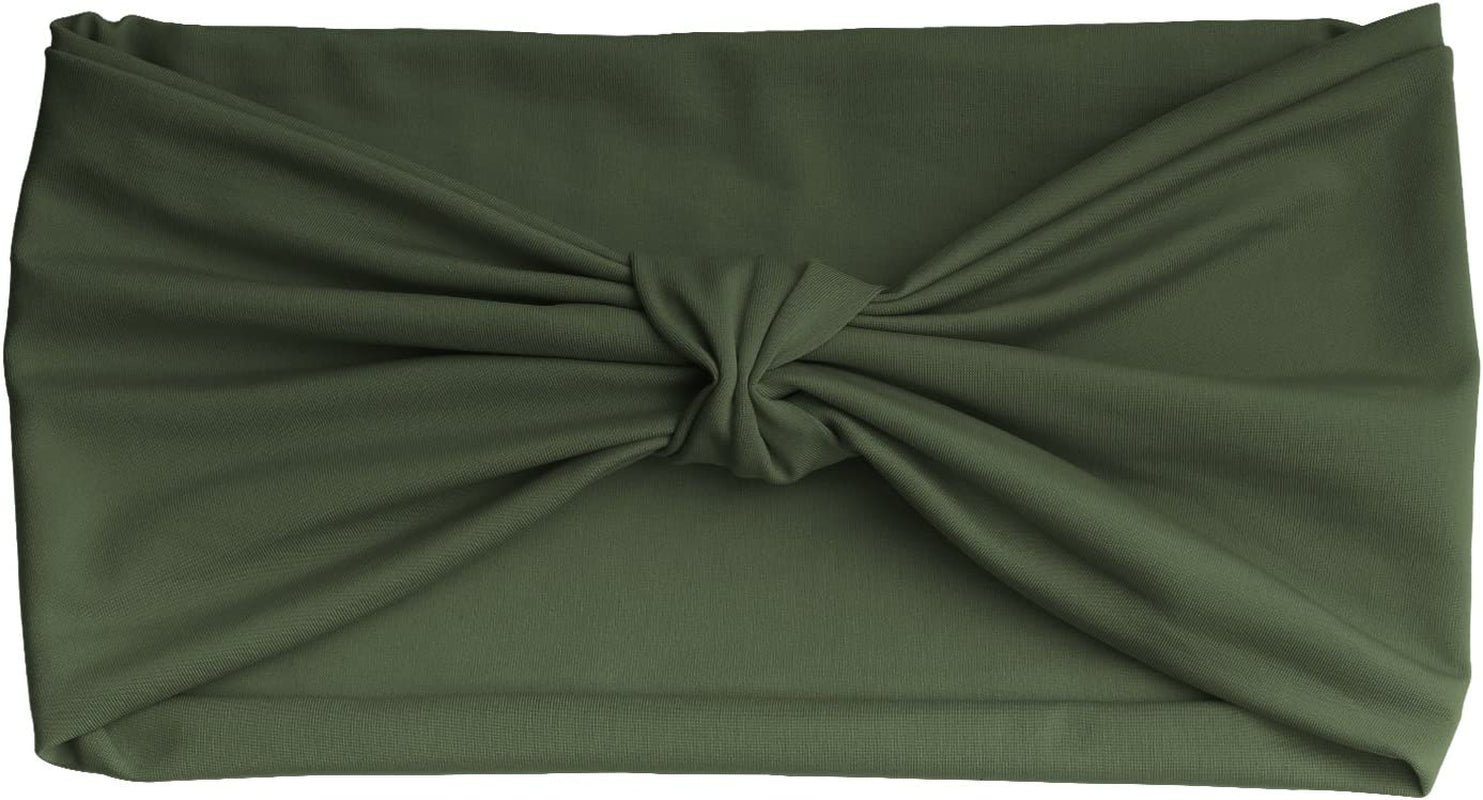 Moko Headband for Women, Versatile Turban Headband Hair Wrap Multi-Style Casual Sports Headwear, Stretchy Breathable Moisture Wicking Microfiber Head Wrap for Workout, Running, Yoga Apparel & Accessories > Clothing Accessories > Bandanas & Headties MoKo Army Green Elastic 