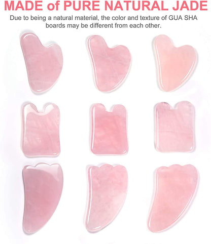 Gua Sha Facial Tools Set, OHH Rose Quartz Gua Sha Scraping Massage Tool for SPA Acupuncture Therapy Trigger Point Treatment, Face Massager for Facial Skincare, Pack of 3 Health & Beauty > Personal Care > Cosmetics > Cosmetic Tools > Skin Care Tools OHH   