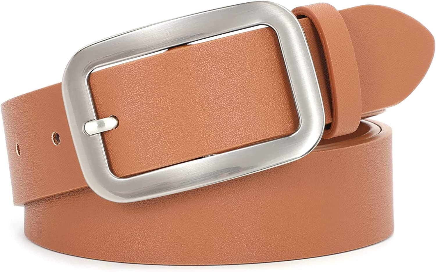 Women Leather Belts for Jeans Pants Fashion Dress Belt for Women with Solid Pin Buckle by WHIPPY Apparel & Accessories > Clothing Accessories > Belts WHIPPY 8-brown M: Fit for Waist Size 31"-36" 