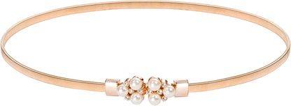 GRACE KARIN Women Skinny Metal Cinch Belt Gold Waistband Elastic Waist Belt CL633 Apparel & Accessories > Clothing Accessories > Belts GRACE KARIN Gold(pearl+rhinestone) X-Large 