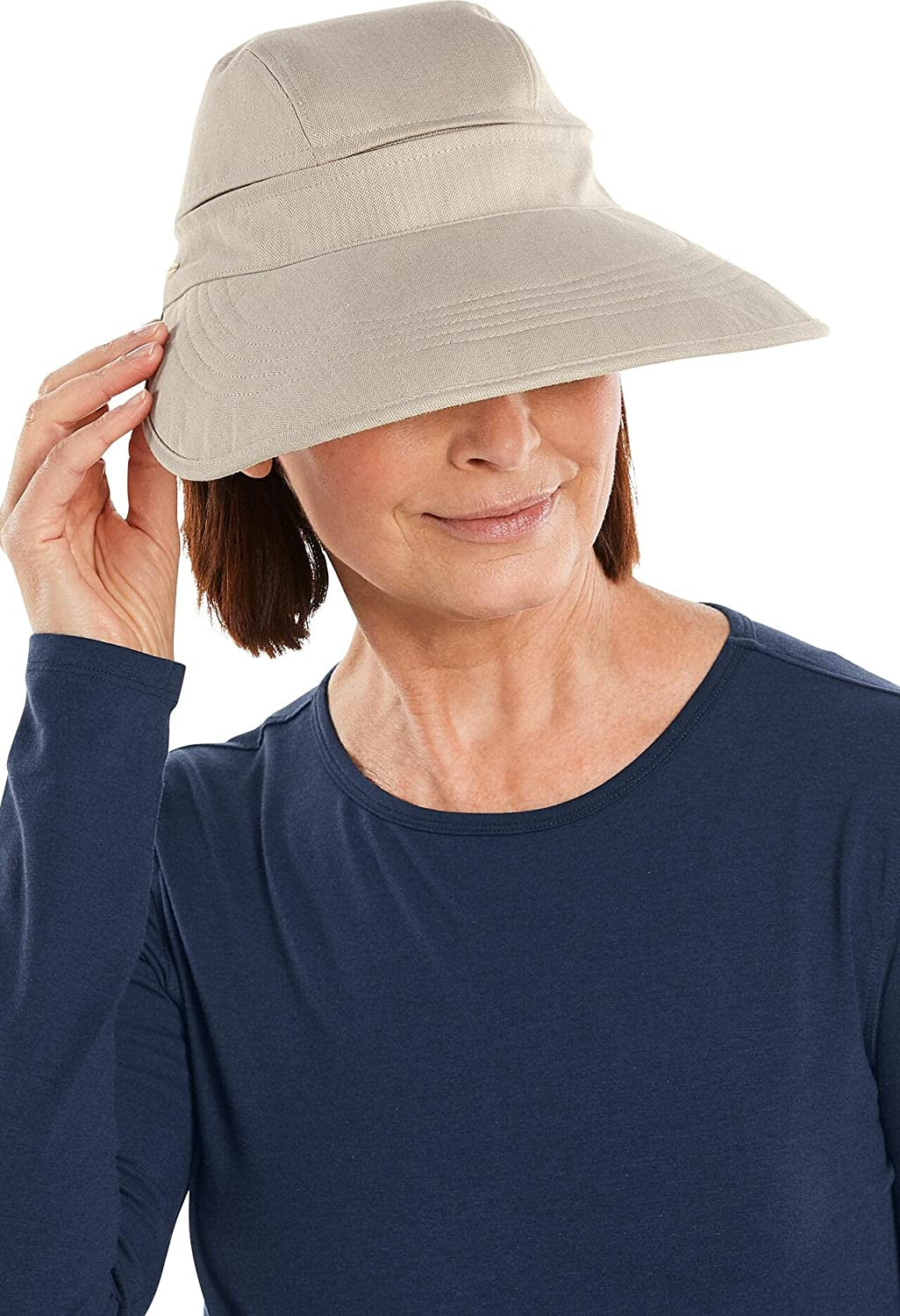Coolibar UPF 50+ Women'S Bel Aire Zip-Off Sun Visor - Sun Protective Apparel & Accessories > Clothing Accessories > Hats Coolibar Natural Modern Herringbone One Size 