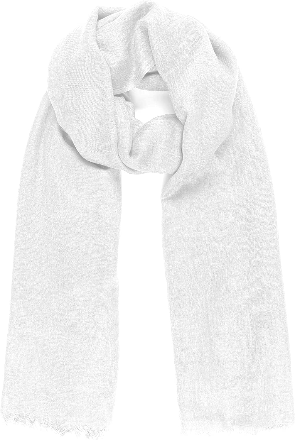 Scarfs for Women Fashion Lightweight Solid Colors Wrap Shawl for Fall Winter Apparel & Accessories > Clothing Accessories > Scarves & Shawls MIMOSITO 2 Fringed Edges, White  