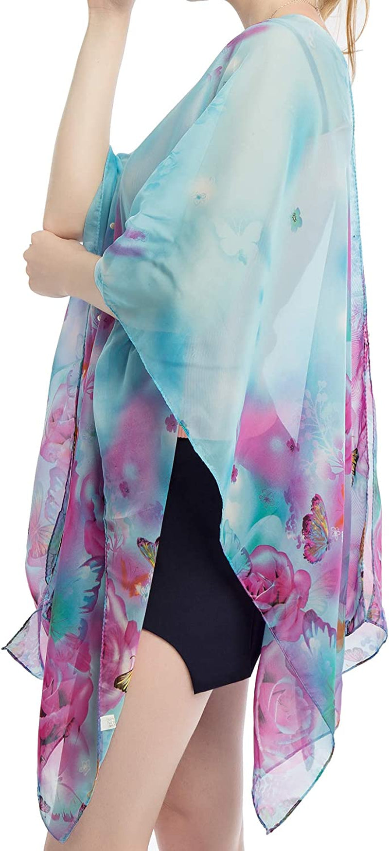 Women'S Chiffon Scarve Shawls Wraps Qunsia Floral Poncho Bikini Cover up Tops Apparel & Accessories > Clothing Accessories > Scarves & Shawls Qunsia   