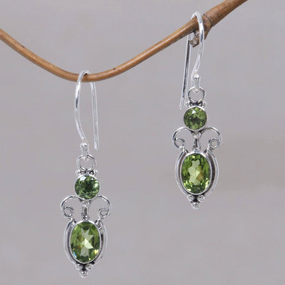 NOVICA Peridot and .925 Sterling Silver August Birthstone Dangle Earrings, Crown Princess' (1.1Cttw) Apparel & Accessories > Jewelry > Earrings NOVICA   