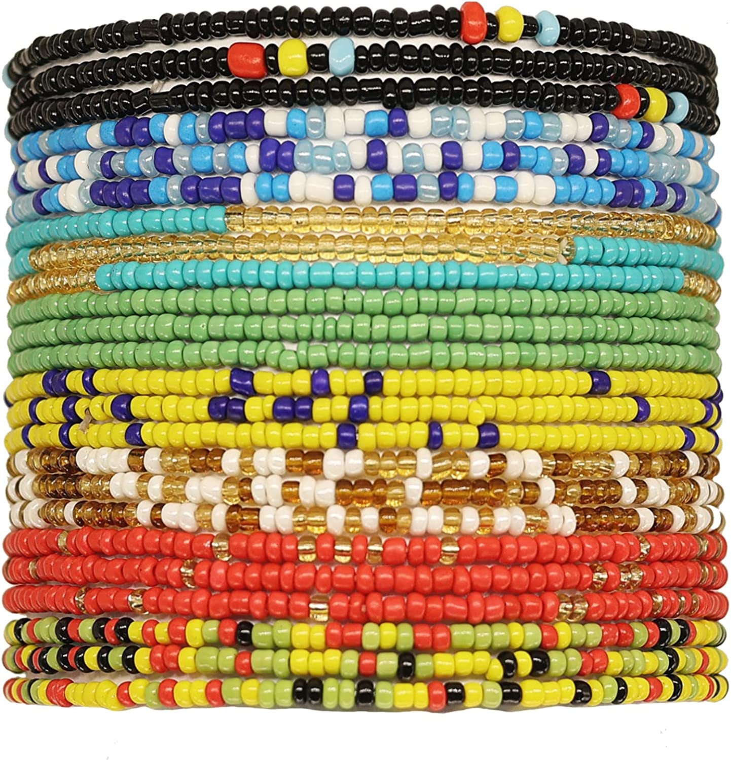 Taouzi 8-12Pcs Waist Beads for Women Weight Loss Colorful Beaded Body Chain Handmade Boho Waist Chains Belly Bead Body Chain Jewelry for Women Apparel & Accessories > Jewelry > Body Jewelry Taouzi Style7 8Pcs 31.5Inch  