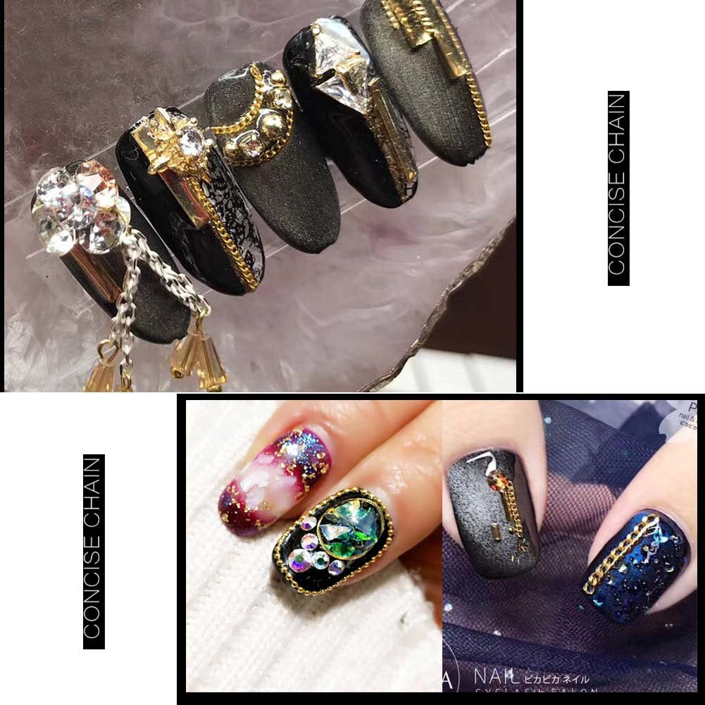 Lookathot 9Pcs 3D Concise Metallic Chain Nail Art Stickers Decals 50Cm Line Pattern Mixed Design Gold Silver Nail DIY Decoration Tools Health & Beauty > Personal Care > Cosmetics > Cosmetic Tools > Nail Tools Lookathot   