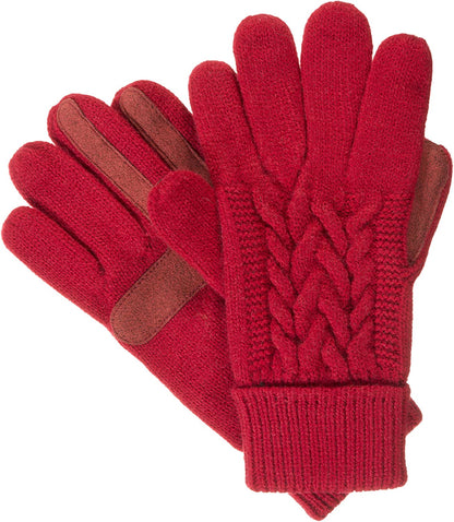 Isotoner Women'S Cable Knit Gloves with Touchscreen Palm Patches Apparel & Accessories > Clothing Accessories > Gloves & Mittens KYLIE MAX Chili One Size 