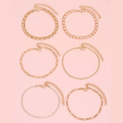 Generic Gold Ankle Chain Fashion Multilayer Punk Anklet Vintage Diamond Anklet for Women and Teen Girls 6Pcs Set Apparel & Accessories > Jewelry > Anklets Generic   