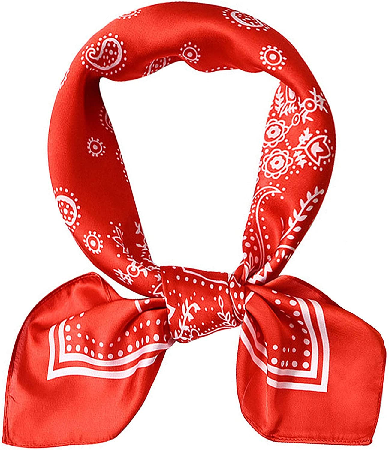 Fashion Hair Scarf for Women Lightweight Silk Feeling Head Scarves Square Bandanas 27.5× 27.5 Inches Apparel & Accessories > Clothing Accessories > Bandanas & Headties Roizsx O-red Cashew  