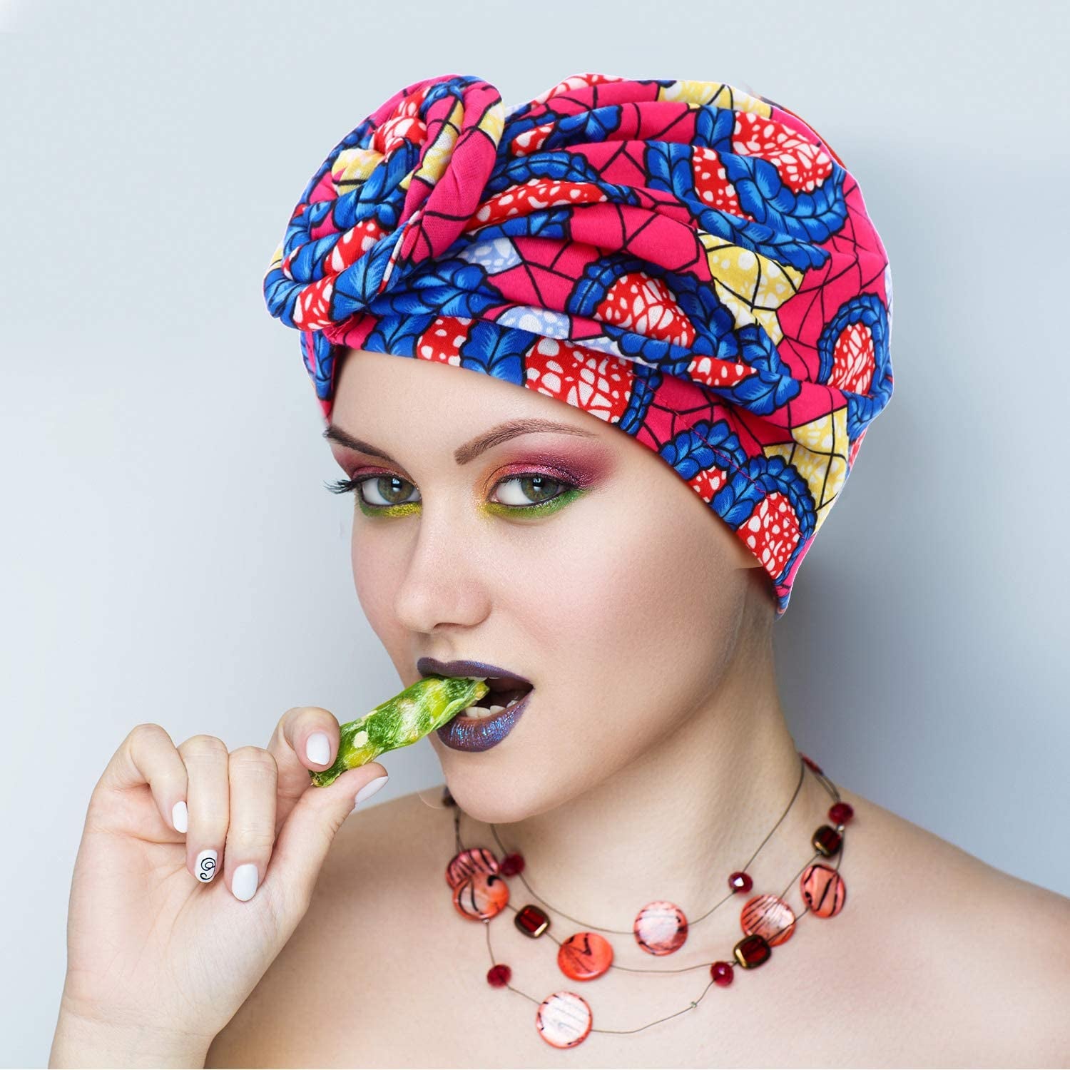 SATINIOR 6 Pieces Women African Turban Flower Knot Pre-Tied Bonnet Beanie Cap Headwrap Apparel & Accessories > Clothing Accessories > Bandanas & Headties SATINIOR   