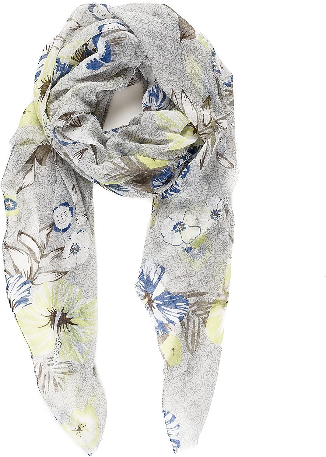 Scarf for Women Lightweight Floral Flower Scarves for Spring Spring Fall Winter Shawl Wrap Apparel & Accessories > Clothing Accessories > Scarves & Shawls MELIFLUOS DESIGNED IN SPAIN Barcelona Collection 9 - Gray Geometric Flower  