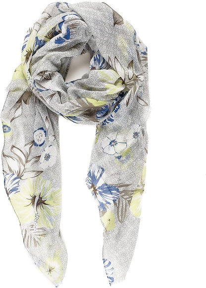 Scarf for Women Lightweight Floral Flower Scarves for Spring Spring Fall Winter Shawl Wrap Apparel & Accessories > Clothing Accessories > Scarves & Shawls MELIFLUOS DESIGNED IN SPAIN Barcelona Collection 9 - Gray Geometric Flower  