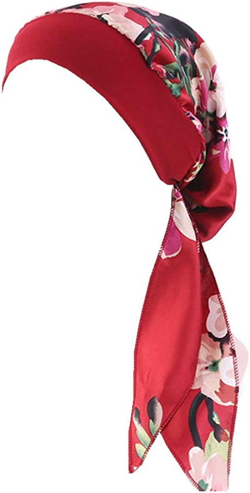 CCCHO Women Vintage Silky Turbans Bonnet Elastic Wide Band Multifunction Printing Hat Chemo Hair Loss Cap Apparel & Accessories > Clothing Accessories > Headwear CCCHO Wine  