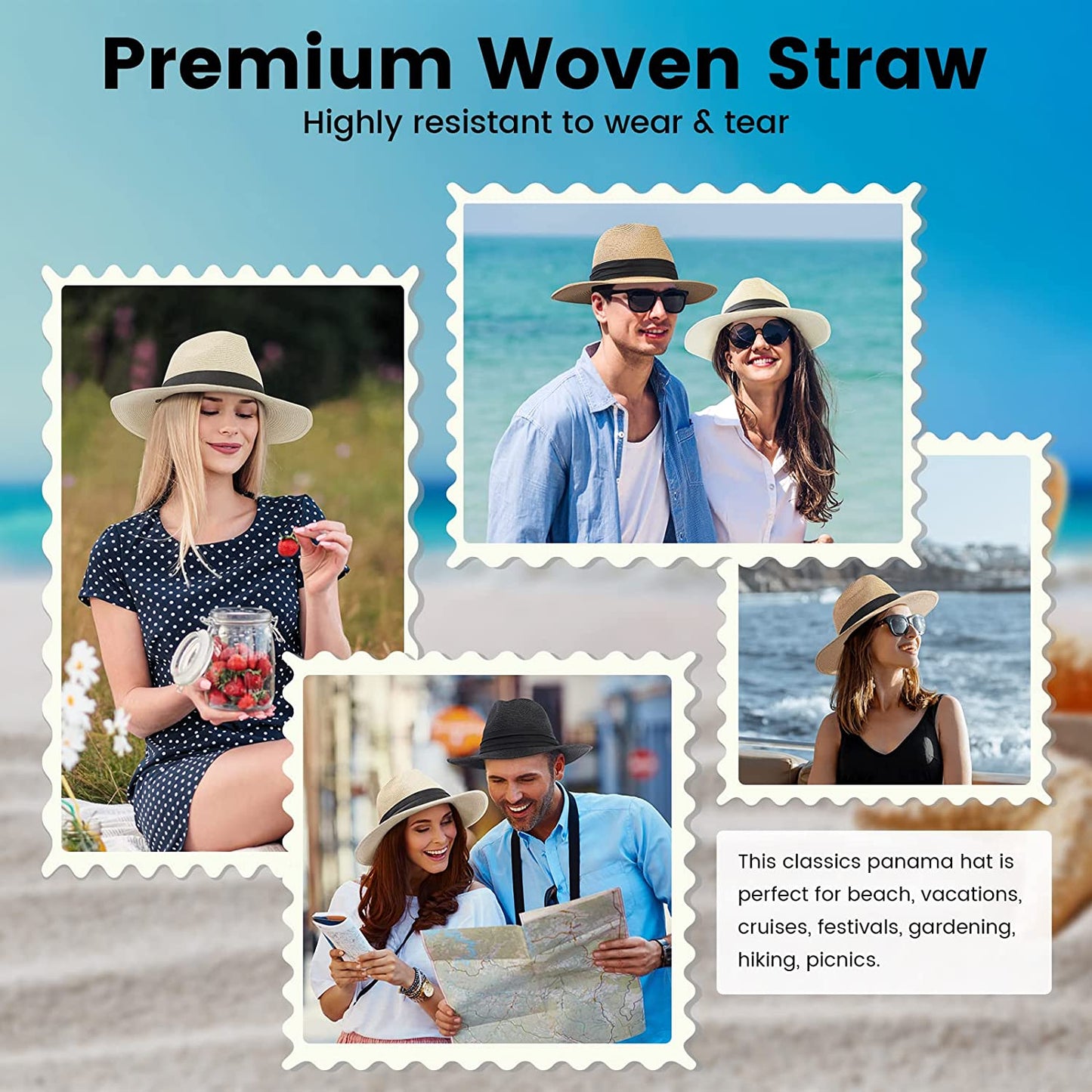 Simplicity Mens Women'S Wide Brim Straw Panama Sun Hat Apparel & Accessories > Clothing Accessories > Hats Simplicity   